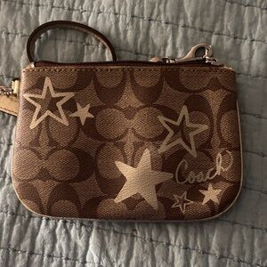 Coach Brown Star-Embellished Wristlet